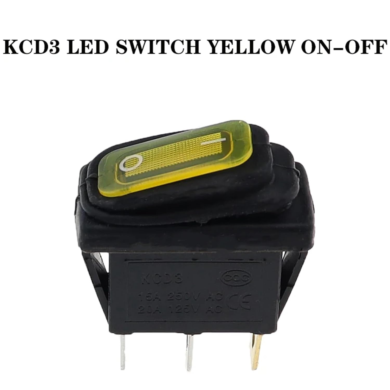 KCD3 1pcs 5pcs 3 Pin 12V 220V LED Light 20A On/Off Rectangular Long Rocker Switch Waterproof IP67 Car Dashboard Ship Type(Yellow,12V,5PCS)