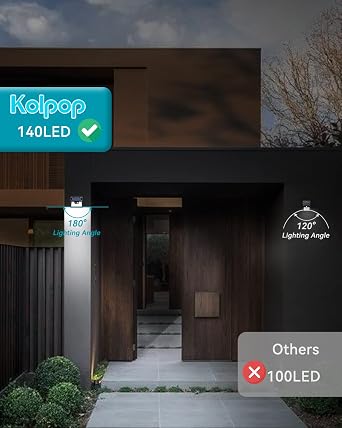 Solar Lights Outdoor 1 Pack, 140LED/3 Modes Motion Sensor Outdoor Lights Solar Powered, Wireless IP65 Waterproof Solar Wall Lights Outdoor Lights, Bright for Backyard Garden Fence Patio Front Door