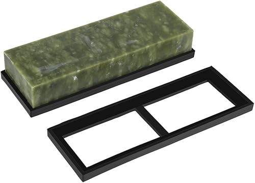 Miniatura 2 de Sacapuntas de cuchillo verdes del lado doble, piedra de afilar fina de la piedra de afilar del jade del verde de la piedra de afilar de la arena