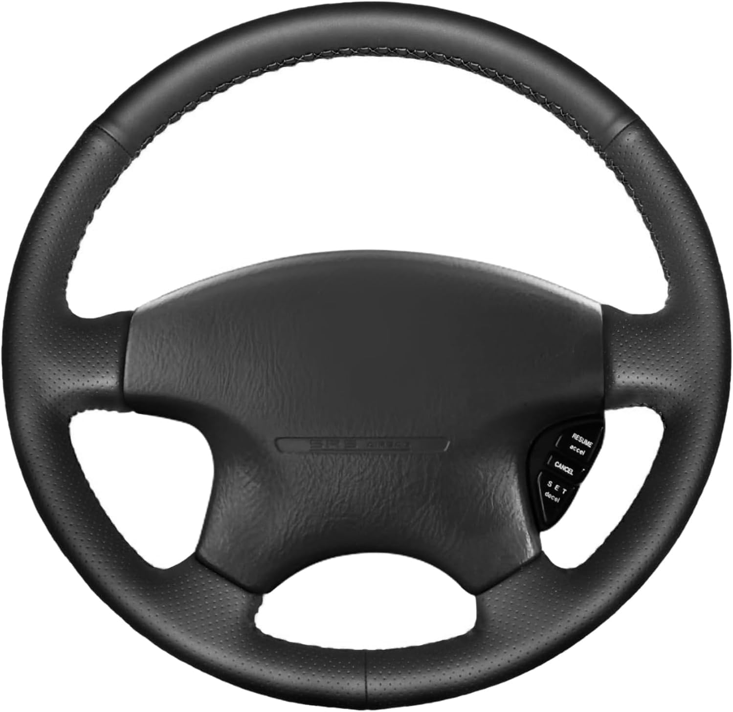 Loncky Black Genuine Leather Custom Fit OEM Car Steering Wheel Cover for Honda Accord 6 1999 2000 2001 2002 2003 Parts Interior Accessories