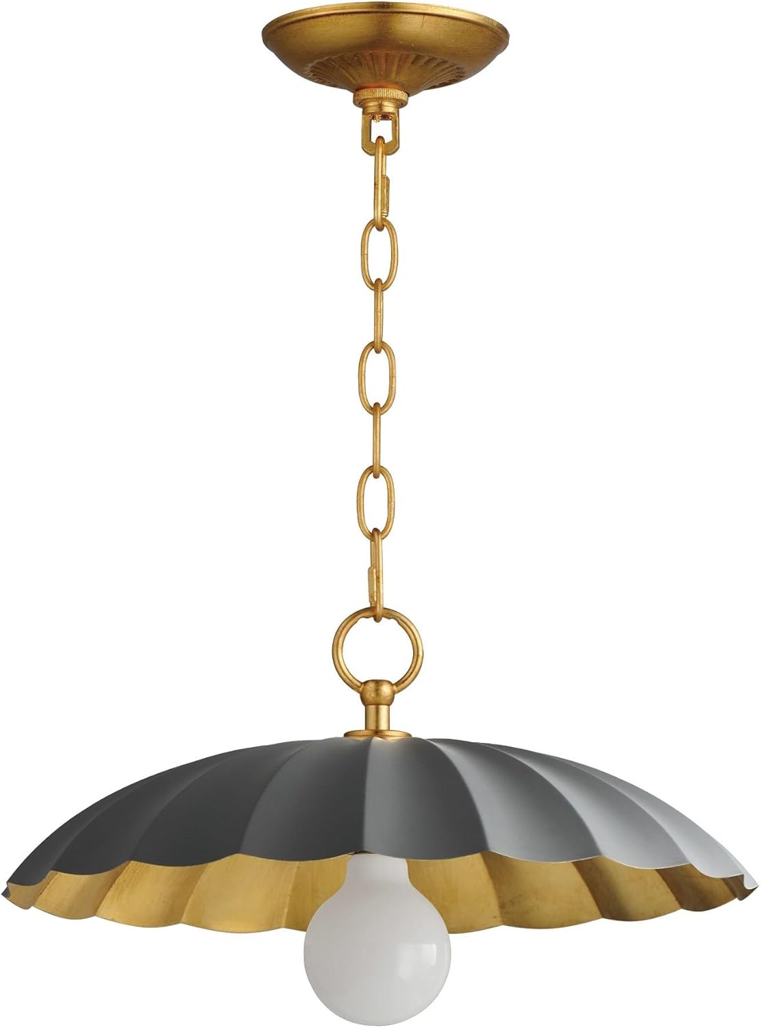 Maxim Primrose - 1 Light Pendant-9 Inches Tall and 16 Inches Wide-Dark Grey/Gold Leaf Finish