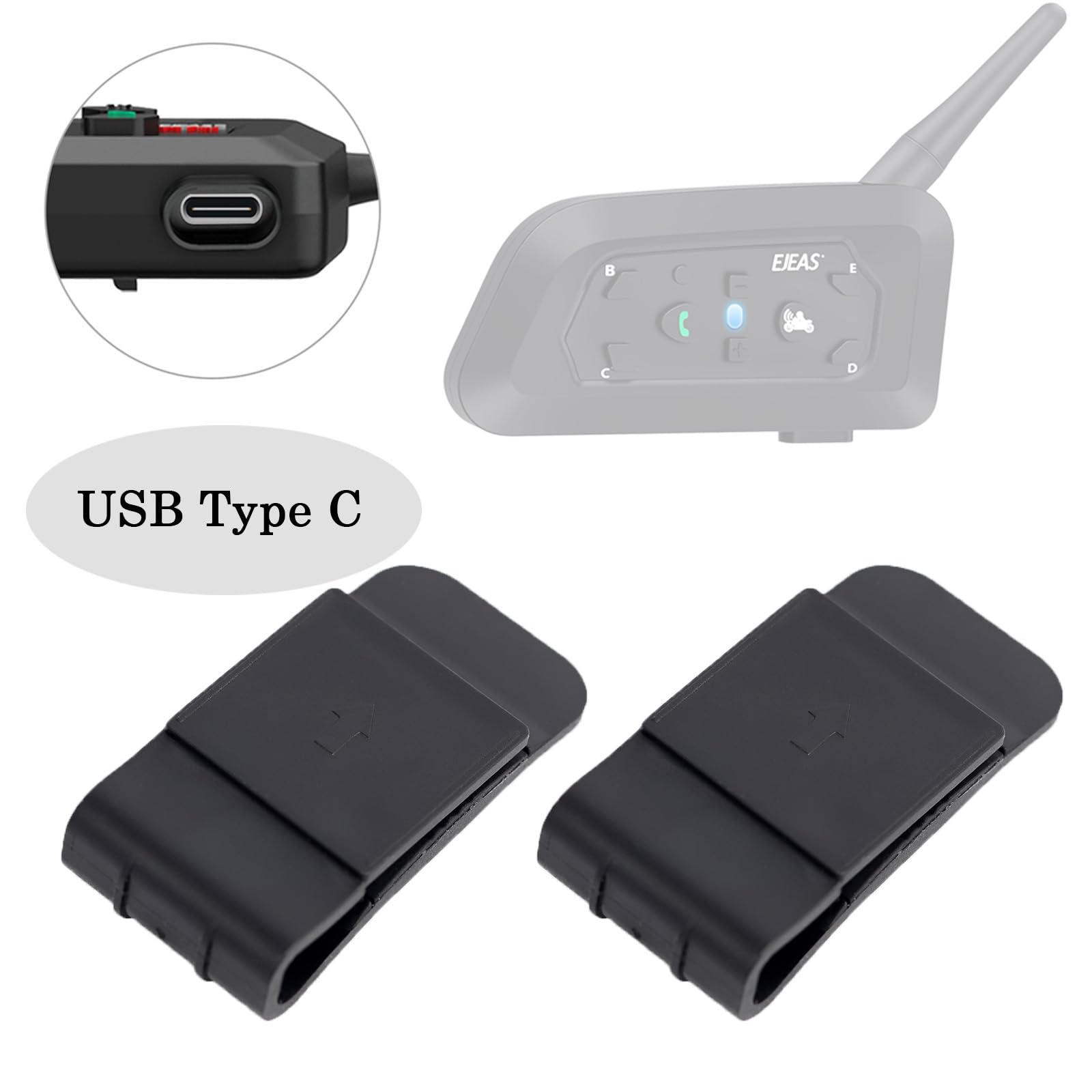 2 clips de cinturón para V4 V6 con USB-C, Q7, Q2, V7, Q8, MS20, accesorios de auriculares de árbitro y soportes de clip para casco de motocicleta