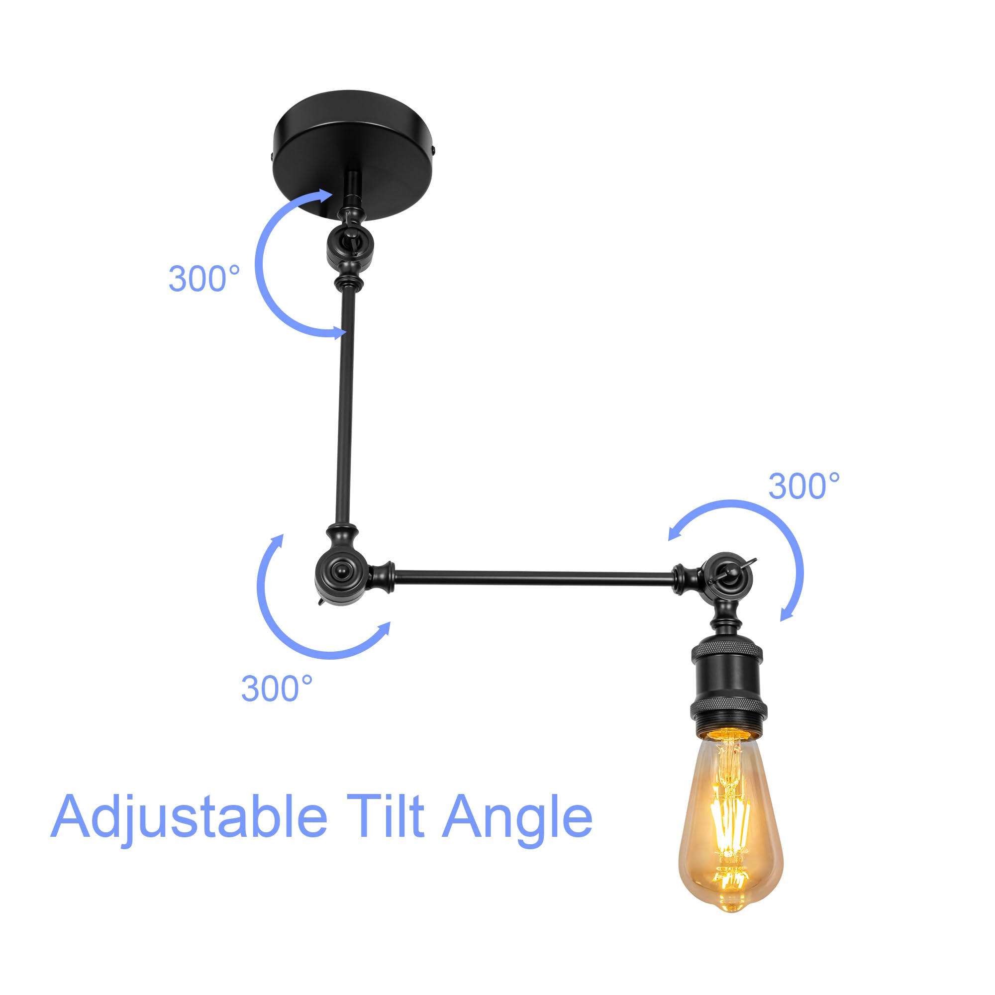 Schwenkarm Wandleuchte Innen, Vintage Glas Dimmbar Wandlampe mit E27 Lampenfassung, Wandleuchte ohne Bohrung für Wohnzimmer Treppenhaus Flur Schlafzimmer DZ0579