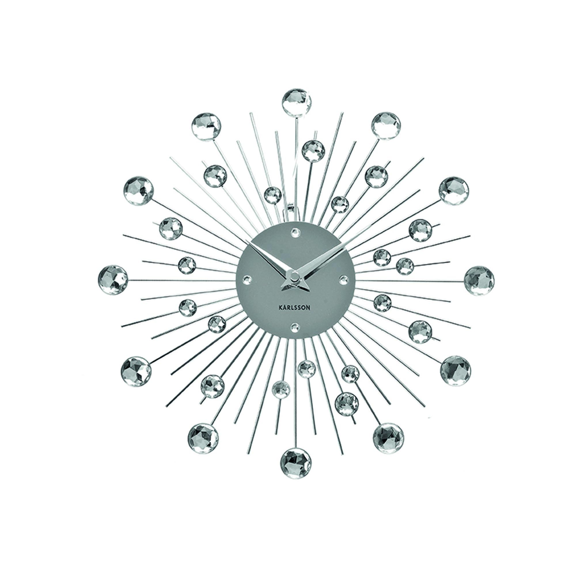 Karlsson KA4860 Horloge Murale Ronde Sunburst Crystal Medium Gris Chrome D30 cm