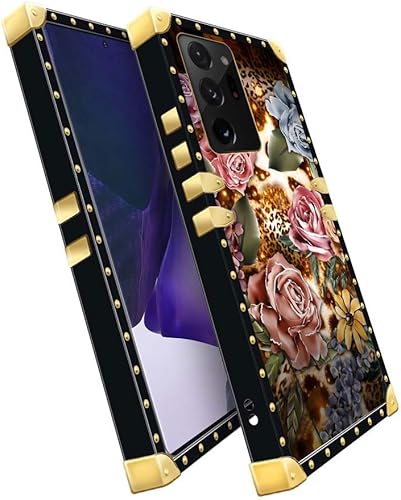 Miniatura 5 de Funda para Samsung Galaxy Note 20 Ultra, funda cuadrada de flores de moda para niñas y mujeres, funda decorativa de metal suave TPU resistente a las