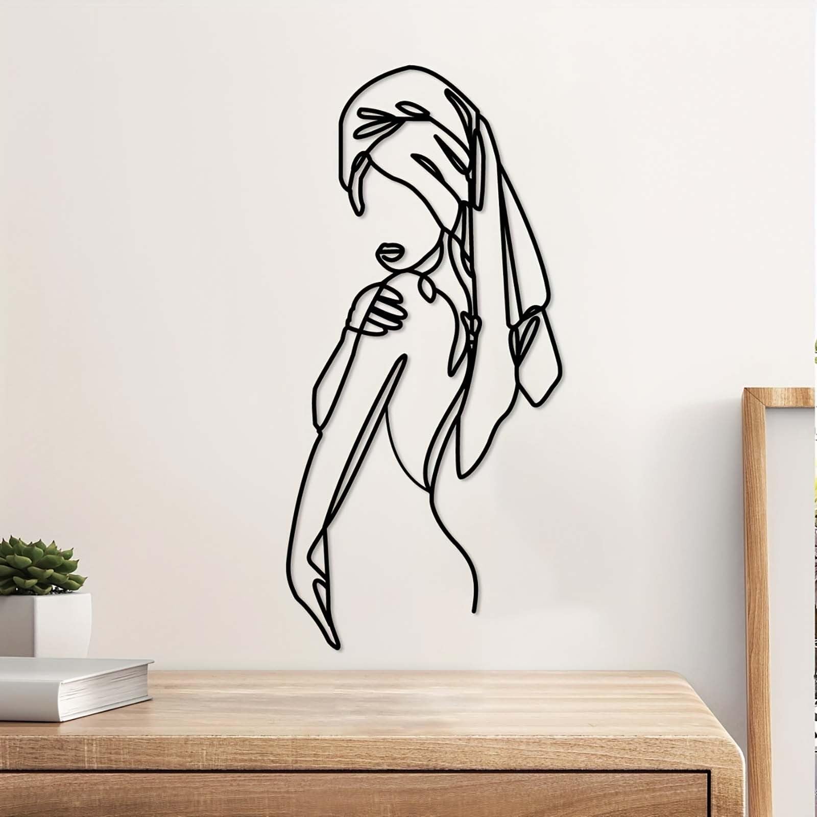 Art mural en métal abstrait décoration murale fille moderne pour chambre et salon
