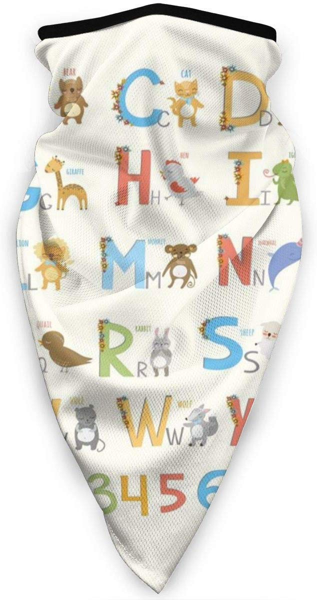 ABC Learning Neck Gaiter Balaclava Headband Scarf Bandanas Outdoor