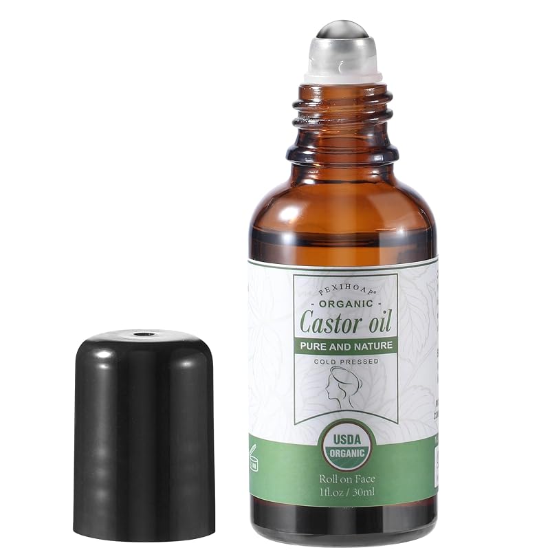 Óleo de rícino Pexihoap em roll-on, prensado a frio, frasco de vidro, 30 mL