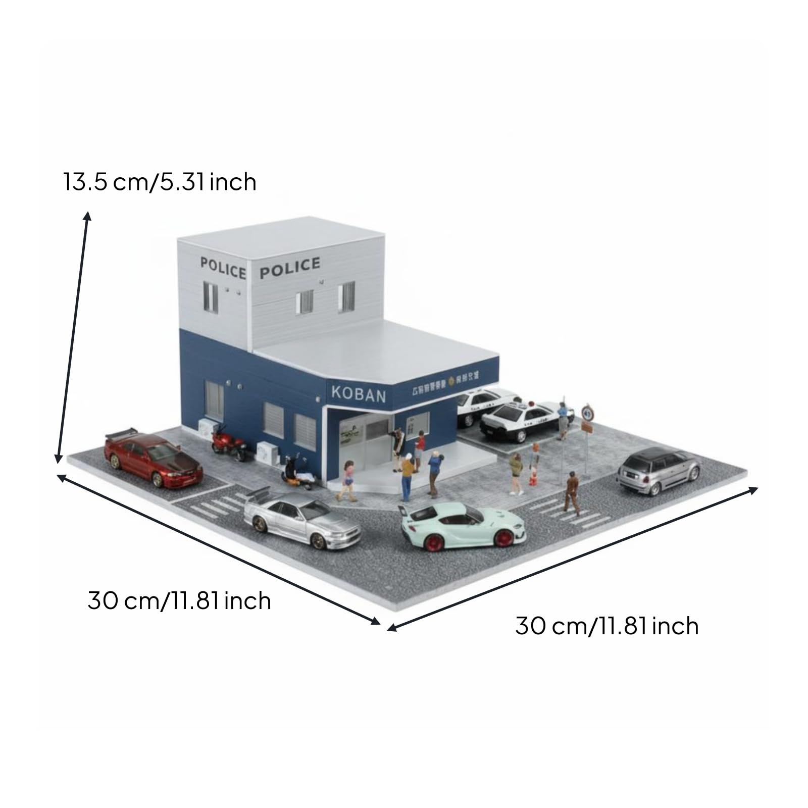 Miniatura Stazione di Polizia 1 64 Diorama Edificio Modello Stradale Base Pavimentata Segnaletica in PVC E Adatta per Esposizione su Collezione