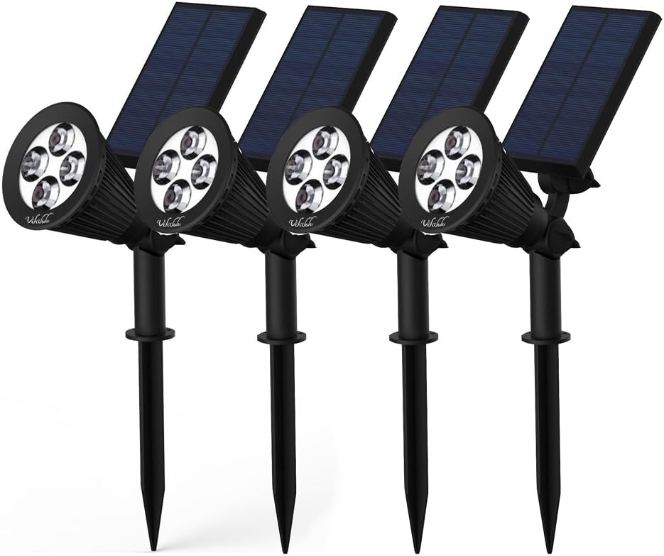 Solar Spotlights 4 pack,Solar Powered Lights 2-in-1 Adjustable In-Ground Light Landscape Wall Light Waterproof Security Light for Outdoor Yard Garden Lawn - Auto-On/Off (4-pack)