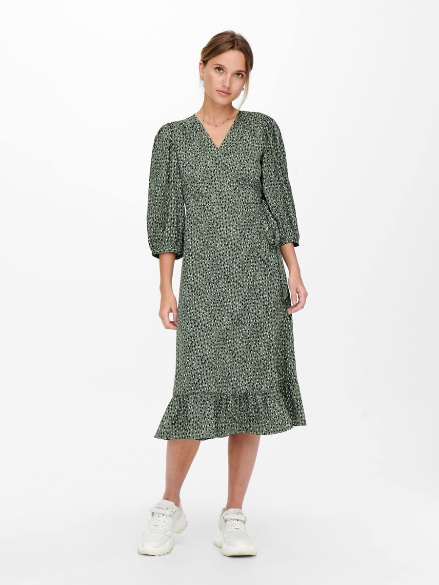 Only Onlolivia 3/4 Wrap Midi Dress WVN Noos Robe midi Femme
