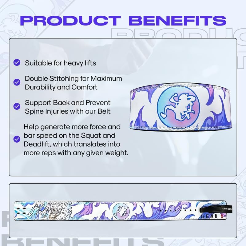 Miniatura 7 de Cinturón de palanca de anime, cinturón de levantamiento de pesas, resistente para levantamiento de pesas, cinturón de gimnasio para levantamiento de