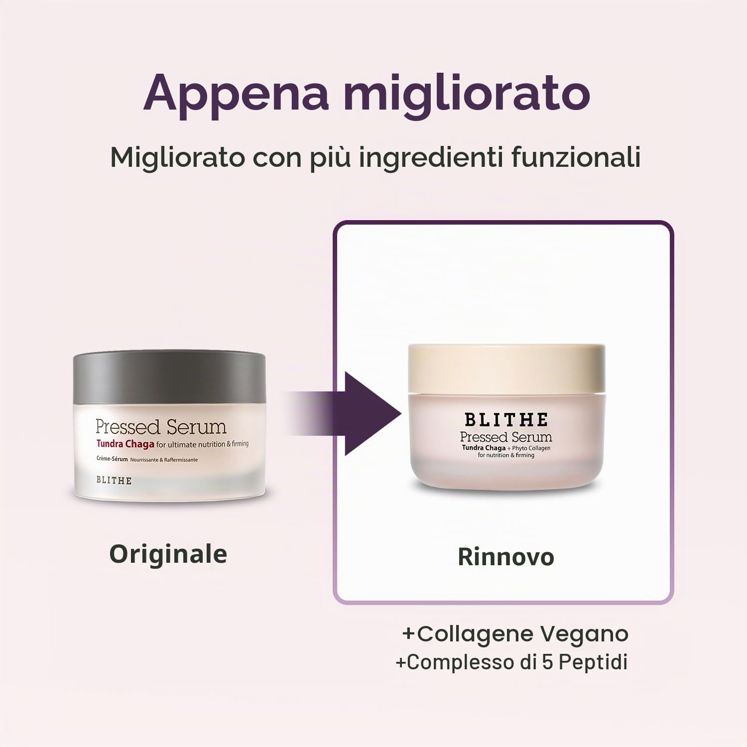 BLITHE Pressed Serum Tundra Chaga – Crema viso anti-età, siero coreano con estratto di chaga per una pelle tonica, idratazione intensa e trattamento nutriente (50 ml)