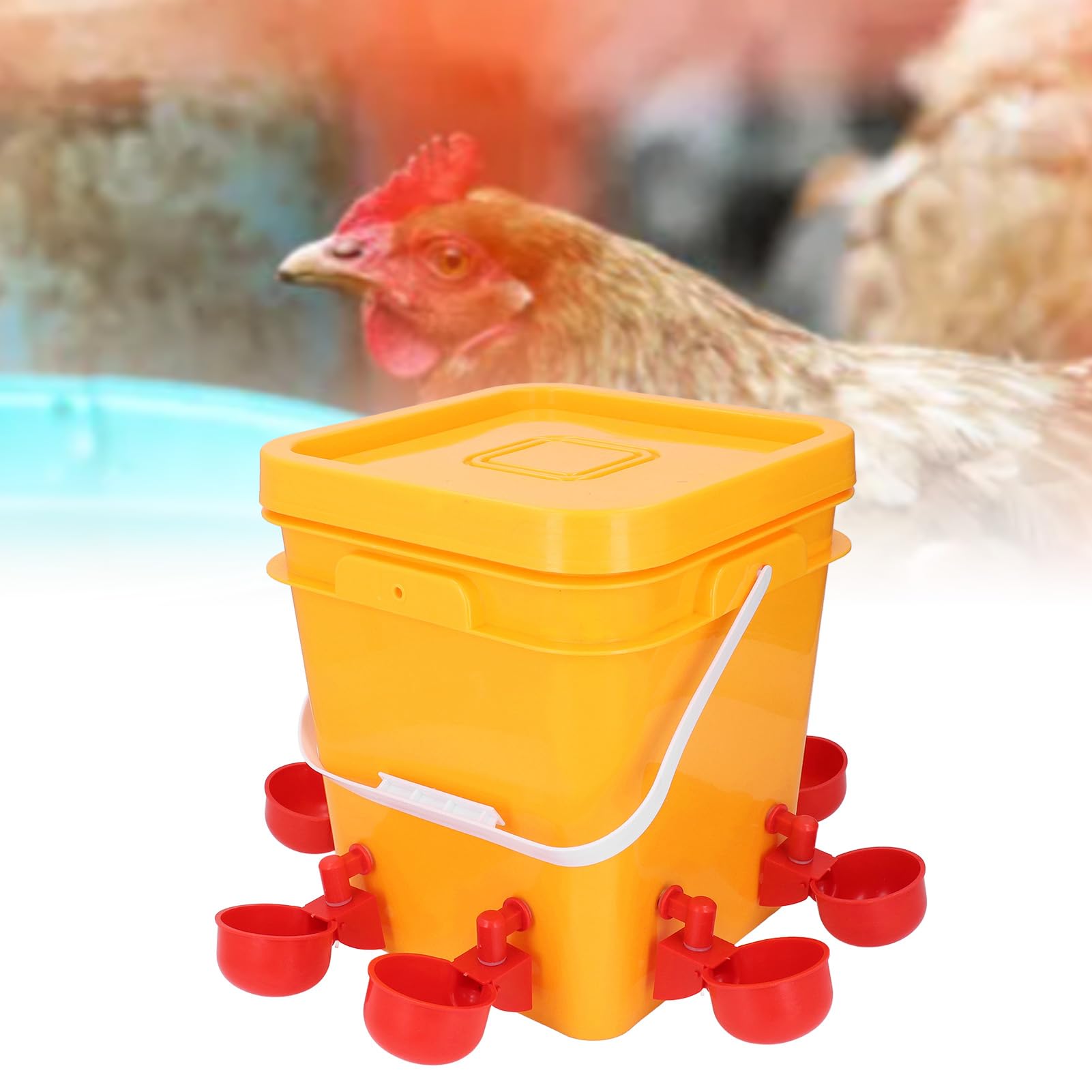 Juego de bebederos automáticos para Pollos, dispensador de Agua para Aves de Corral con Recarga automática y diseño de bajo derrame para Pollos, Patos, Gansos y Pavos, de Gran Capa (Tazas de Agua