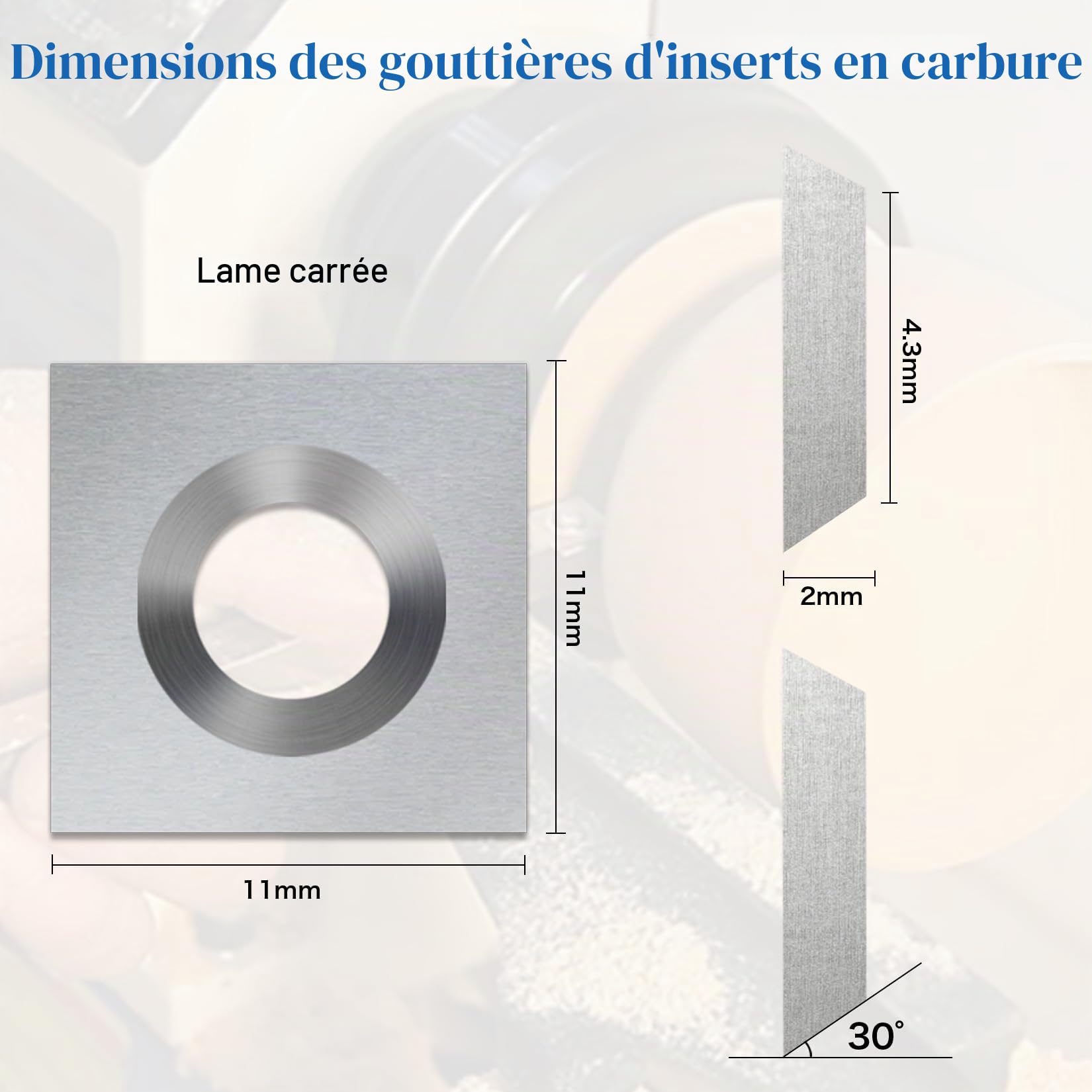 12 pièces Plaquette Carbure Tournage Bois, Gouges Tournage Bois Carbure, Insert Carbure, Plaque de Découpage Ronde en Carbure (12)