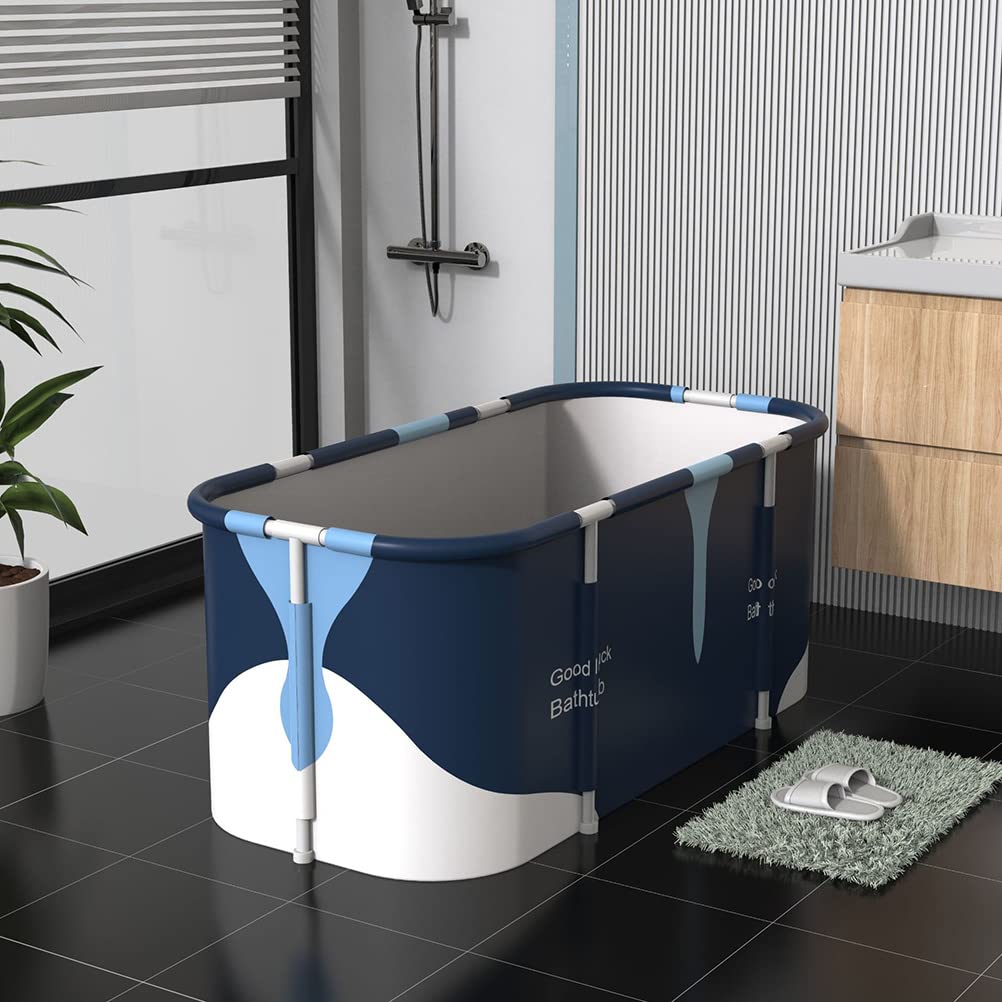 Baignoire portable pliable, grande baignoire pour adultes, baignoire familiale SPA, baignoire-douche, bain chaud, baignoire de glace pour enfants et adultes (61 * 140 * 51 cm)