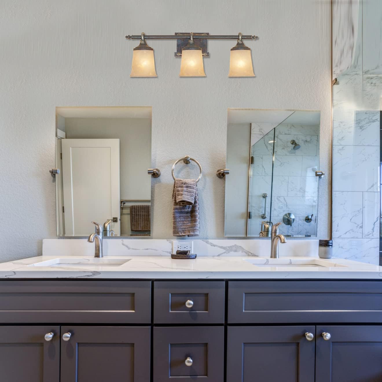 Weathered Saddle Iron 3-Light Bathroom Vanity Fixture