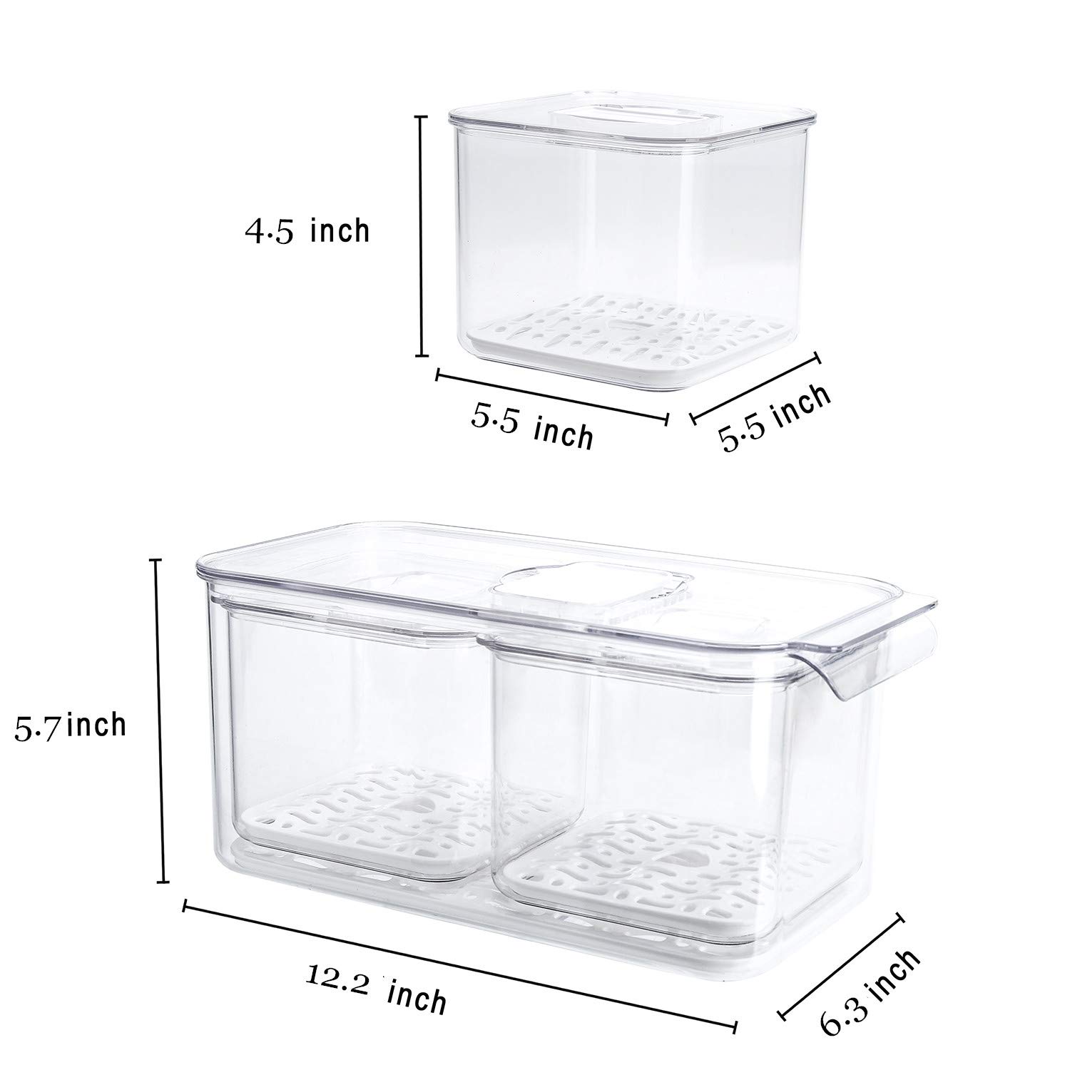 REFSAVER Fridge Storage Containers Produce Saver Stackable Refrigerator