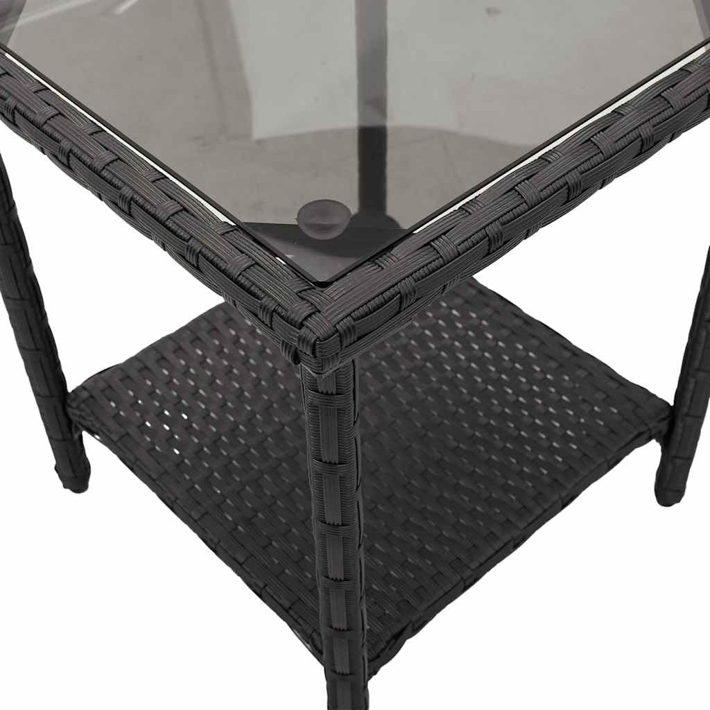 vidaXL Canapé de Jardin en L avec Table et Coussins Noir résine tressée