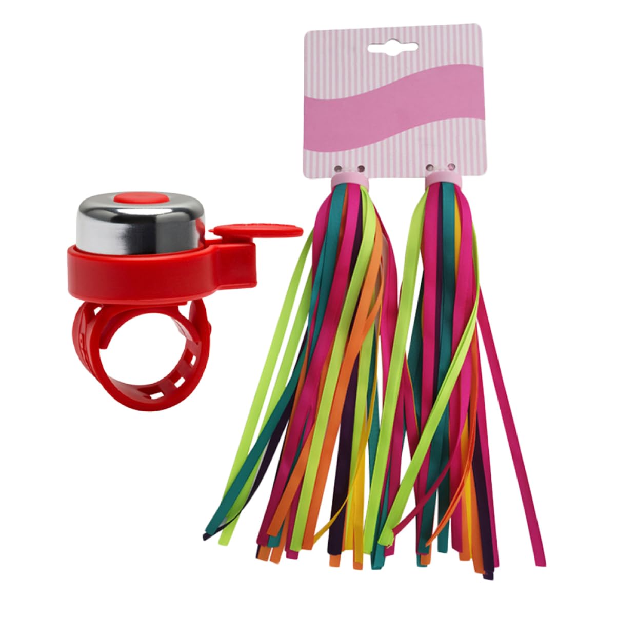 Kisangel 6 Pares Juegos De Niños para Bicicletas Infantiles Serpentinas De Campanas Campana De Manillar De Bicicleta De Joyería Traje Rosa Equitación Niña Cadena
