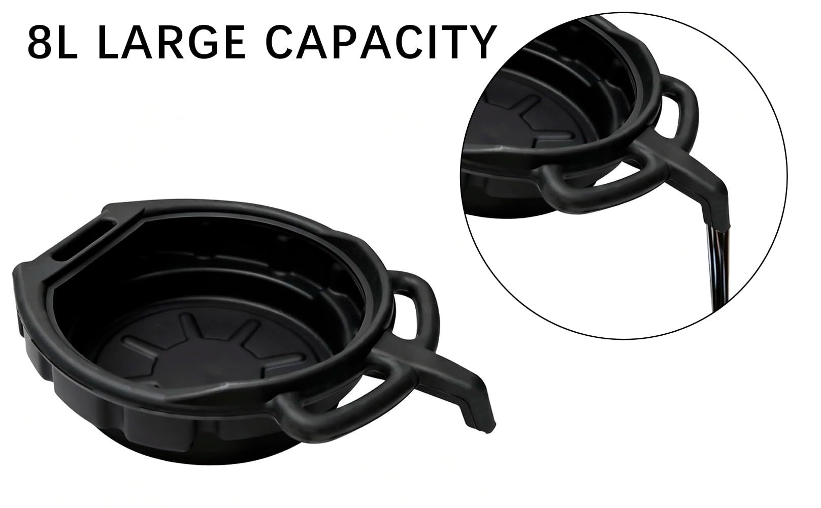 Unibos | 8 Litre Vehicles Oil Drain Pan | Gearbox Fuel Drain Pan | Large Capacity | Bucket For Car, Motorbike Etc | Oil Coolant Gearbox Fuel Drain Tray | Multifunctional Essential (8 LITRE) — view 3