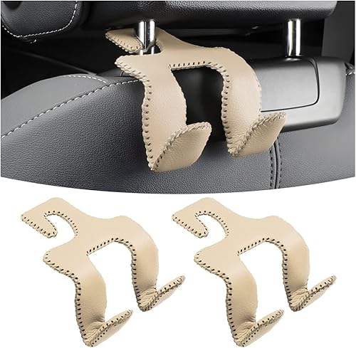 AUCELI Gancho de cuero para reposacabezas de asiento de automóvil 2 en 1 2 soportes de almacenamiento de automóvil organizador de asiento trasero de