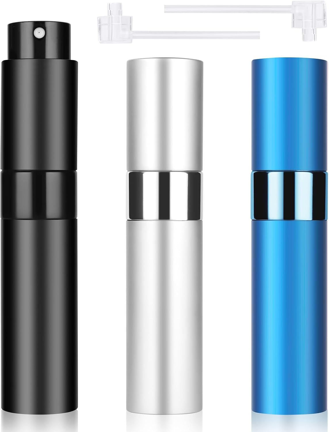 ACWOO Mini Parfümzerstäuber Taschenzerstäuber, 3 Stück 10 ml Nachfüllbar Leer Reise Parfüm Zerstäuber, Mini Portable Sprühflasche für Flug Reise, Glas, Leicht, Tragbar, Robust - Amazon product rated Grade B