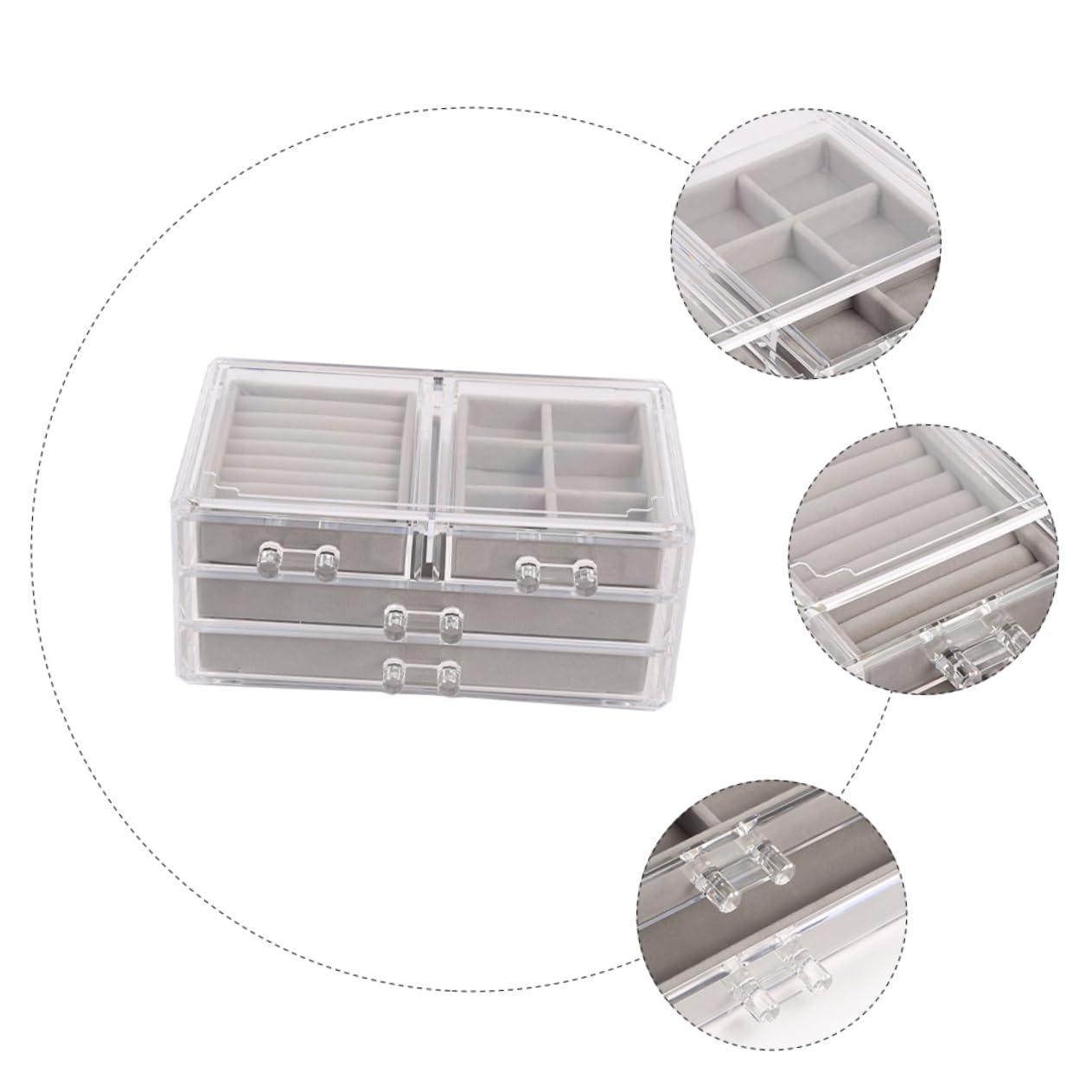 Boîte de Rangement pour Bijoux en Plastique, Tiroirs