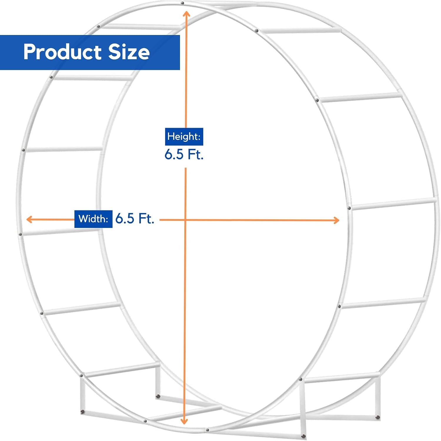 Adorox 6.5 Ft Round Metal Table Arch Garden Arbor for Garden, Indoor and Outdoor, Party Decoration, Easy Assembly with Support Legs, Ground Anchors, Screwdriver, Instructions