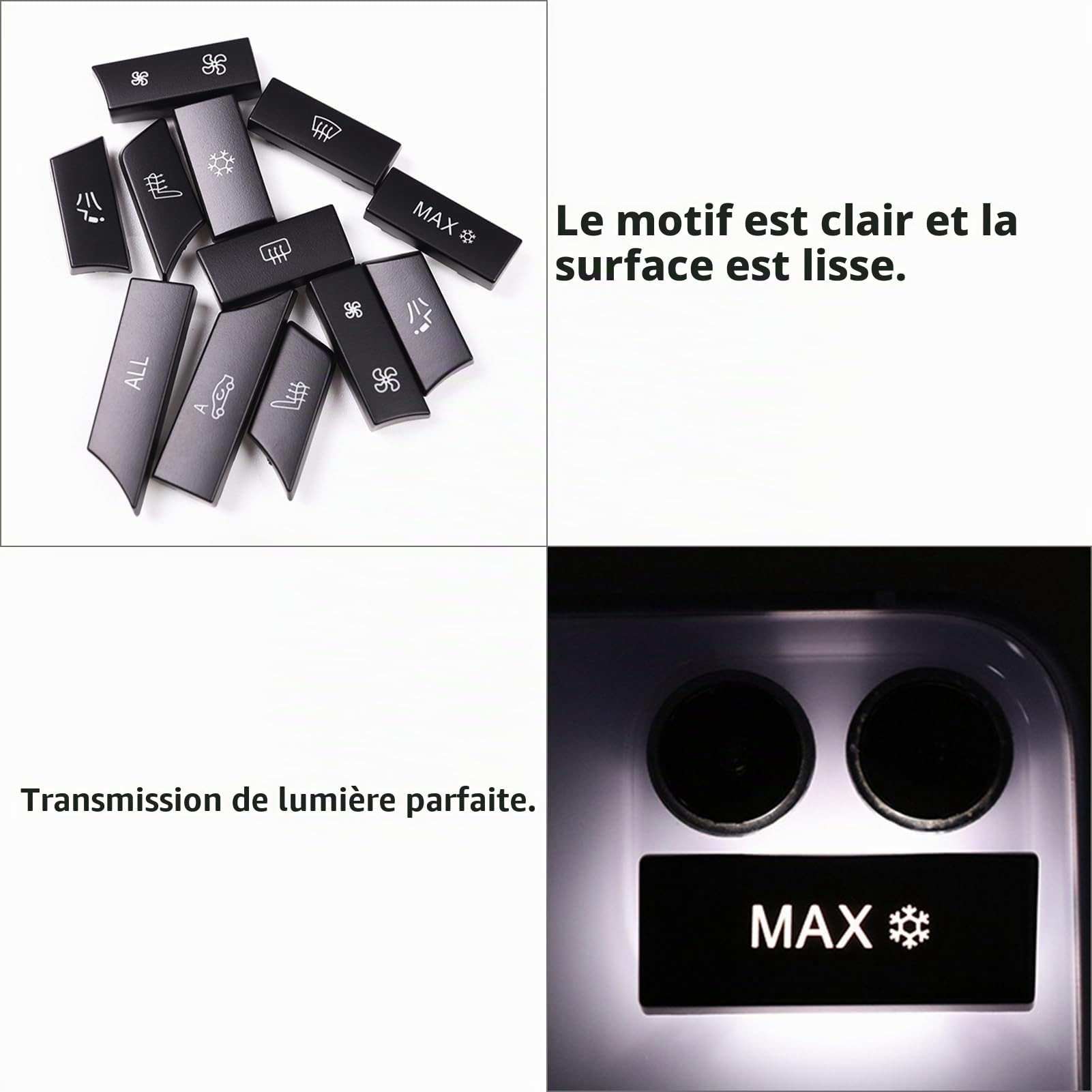TTCR-II 12PCS Compatibles avec BMW Bouton Commutation Chauffage Série 5/6/7 F01 F02 F03 F04 F06 F07 F10 F11 F12 F13, 61319313923 Couvercle Bouton Commutation A/C Climatisation Console Centrale