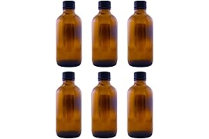 4oz Amber Glass Bottles with Phenolic Cone Cap - Set of 6...