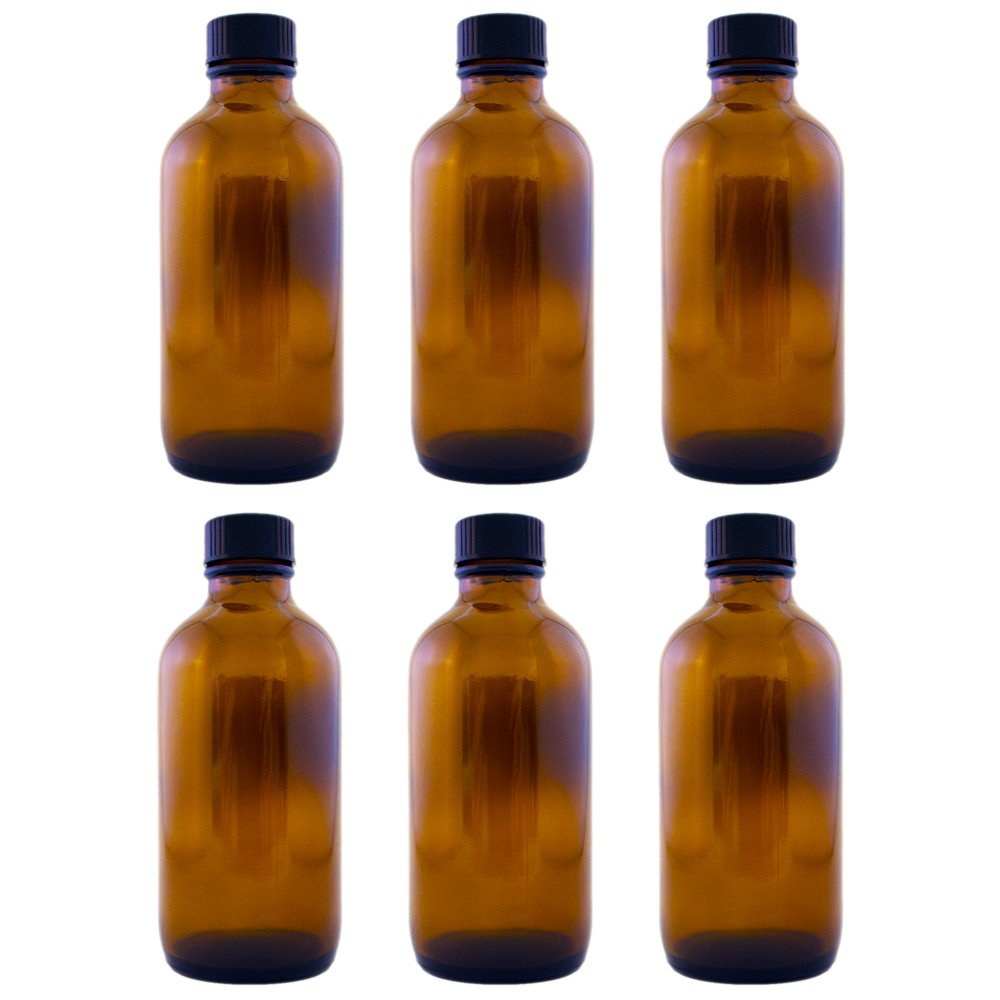 WFMed Amber Glass Bottle 4oz w/Lid (6 pcs)
