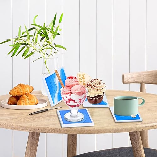 Miniatura 4 de Voyyphixa 4 moldes de resina para posavasos cuadrados de silicona para resina epoxi, moldes de resina epoxi, portavelas de bricolaje, jabonera,