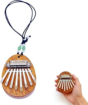 8 Key Mini Kalimba Exquisite Finger Thumb Piano, Wooden Finger Instrument with Lanyard, Portable Mini Kalimba for Child and Piano Beginner, Pendant Gift for Christmas, Thanksgiving and New Year