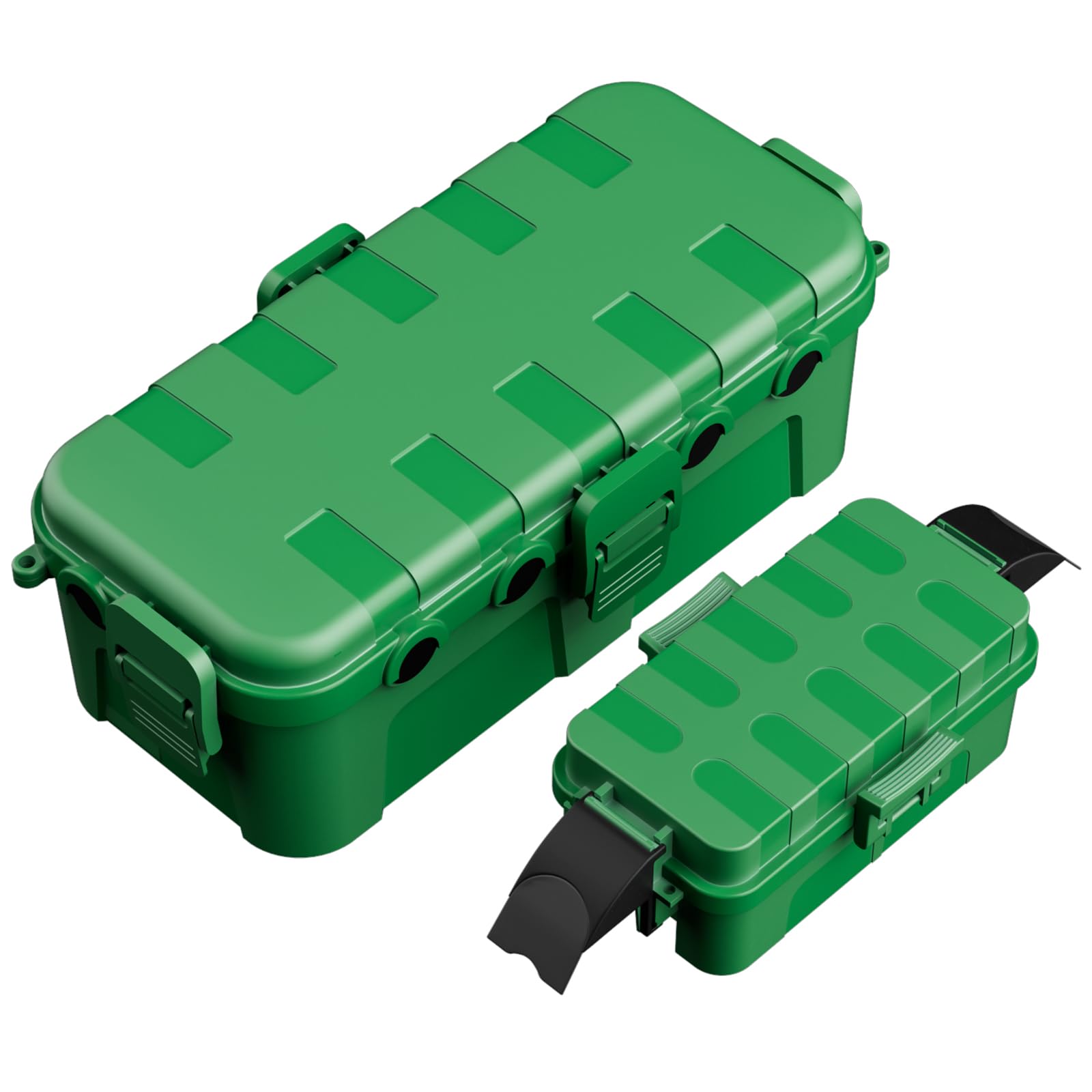[2-Piece Set] Restmo Outdoor Waterproof Electrical Box (29 × 13.2 × 10cm) with 1 Medium (Inner 15 × 8.1 × 4.5cm), IP54 Weatherproof Cover for Outlet, Plug, Socket, Power Strip, Holiday Lights, Green
