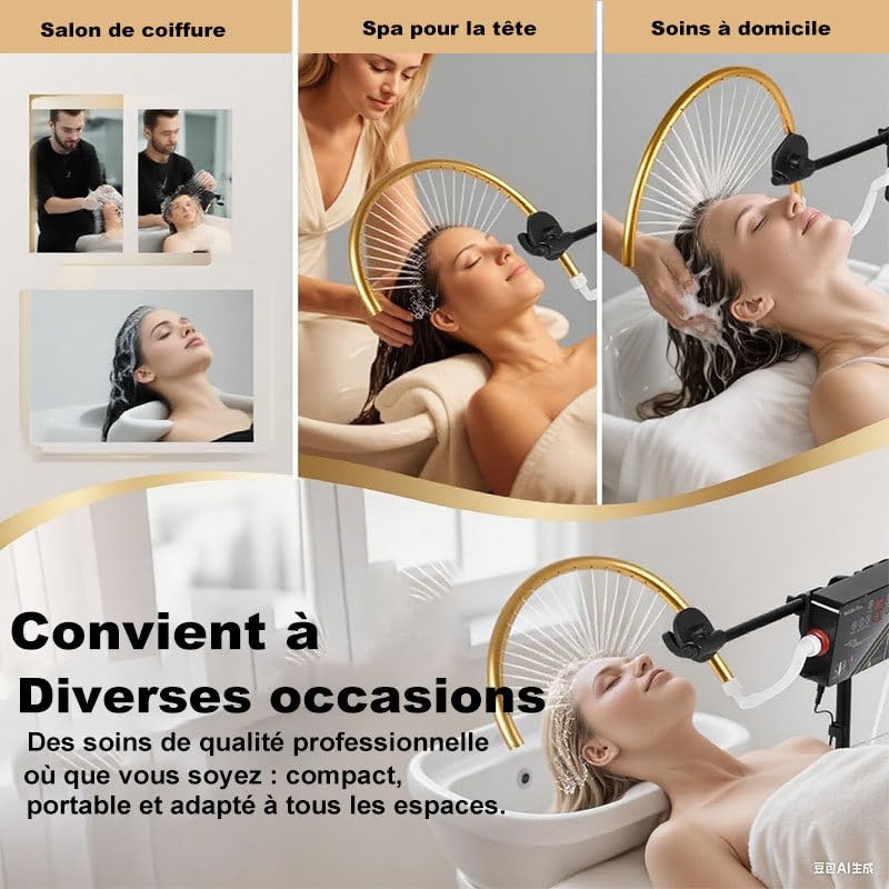 Appareil de Spa Portable pour la tête, dernière Version améliorée (2026) - Massage en Cascade Japonaise pour Salon/Maison, Réglable Hauteur/Angle pour Bacs à Shampoing