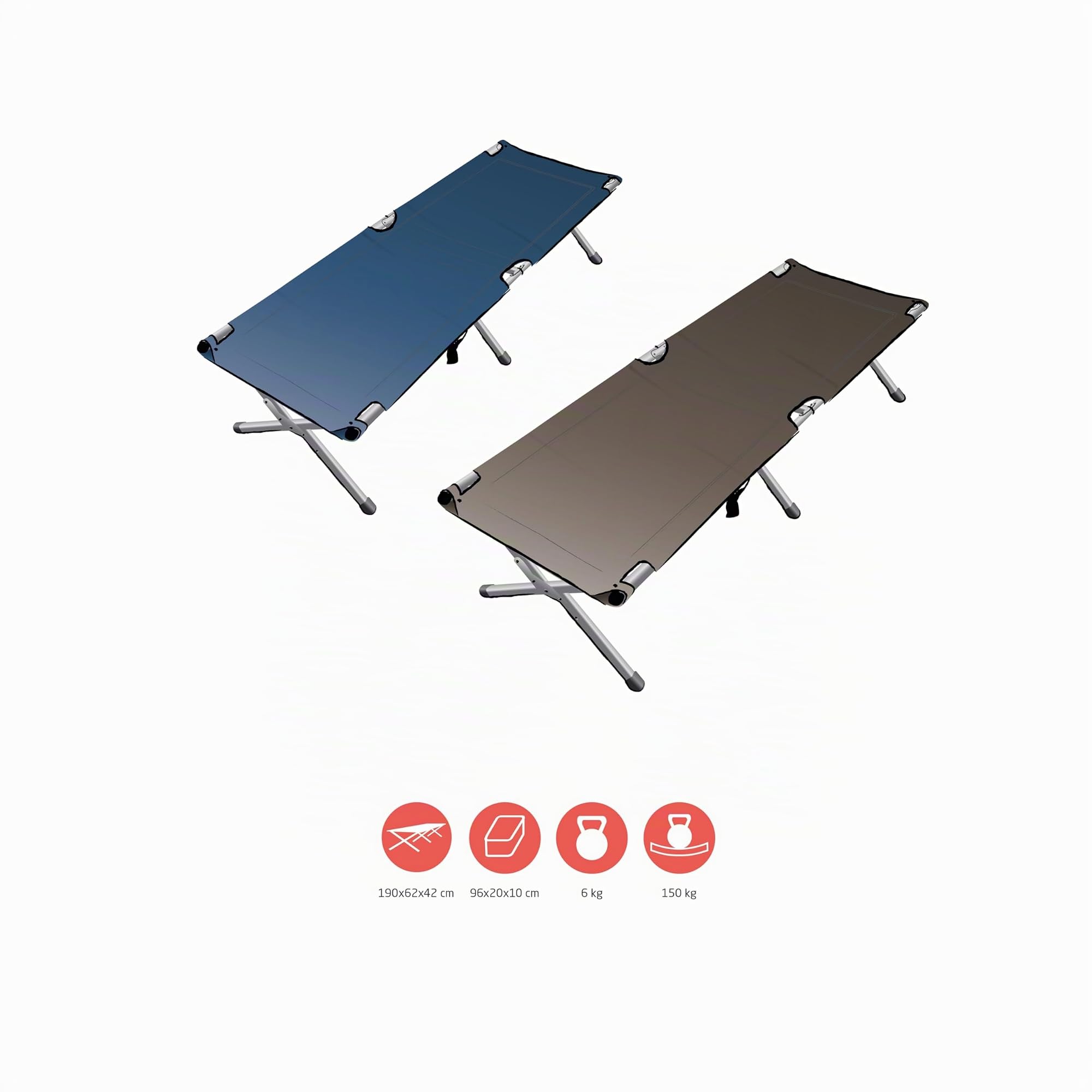 Grand Canyon Topaz Camping Bed M - Lit de camping pliable en aluminium - Lit de camp pliable d'extérieur