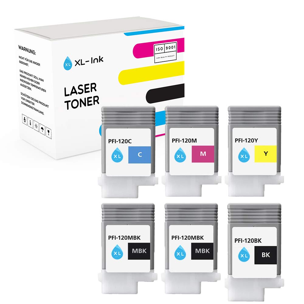 XL-Ink Compatible with Canon PFI-120 (2xMBK/BK/C/M/Y) Pack of 6