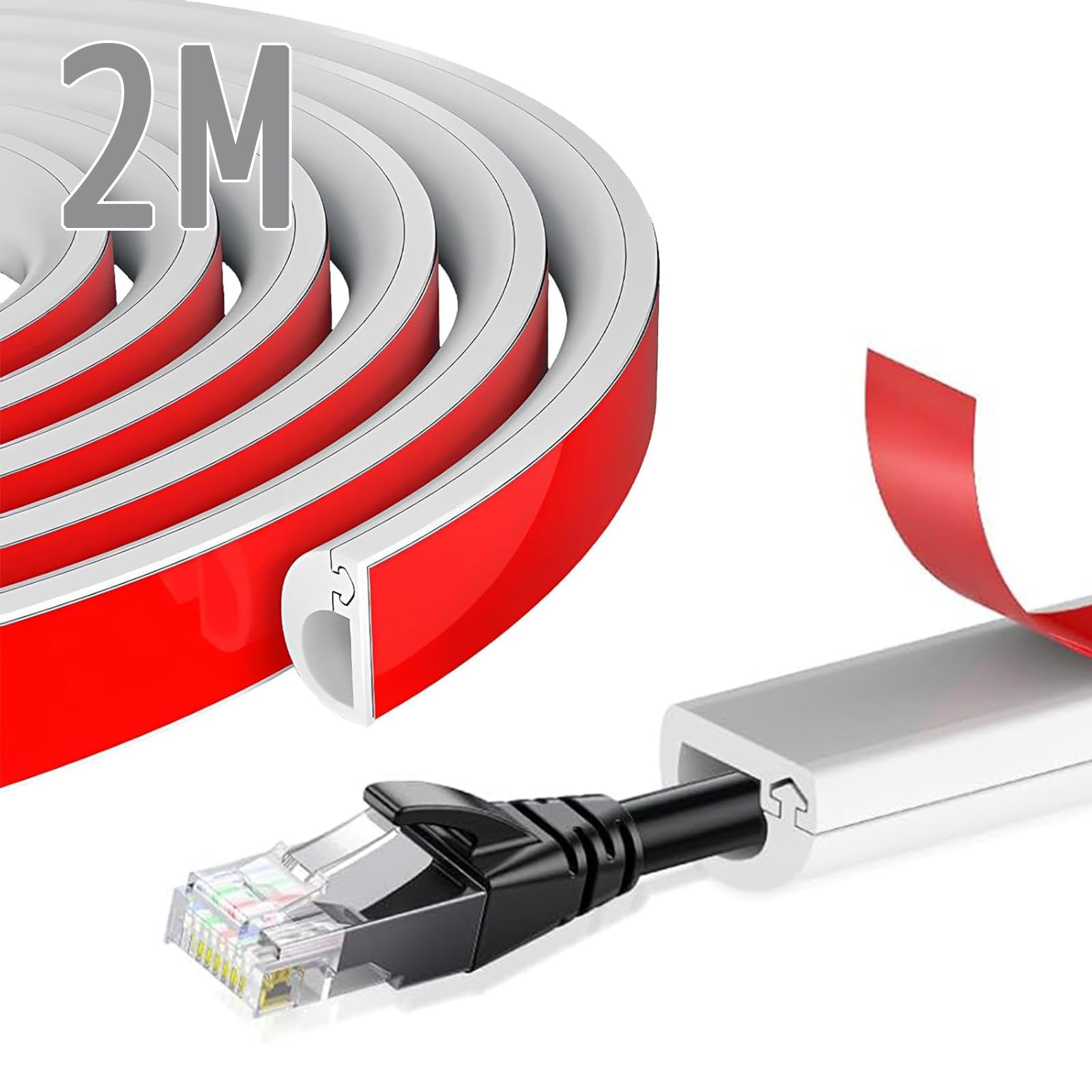 Trunking for Electric Cables,Self Adhesive Tape Cable Duct to Hide Wire,14x10mm Mini Semi-circular Side Opening Trunking Cable Trunking white, Flexible Cord Cover for Wires on Wall Floor