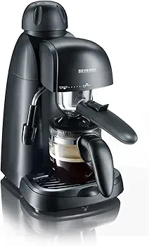 SEVERIN - Cafetera espresso a presión con espumador de leche, Máquina de café,Hasta 4 tazas de café de barista, Negro, KA 5978
