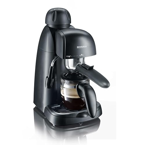 Severin Cafetera Espresso con espumador de leche, dos tazas, negro.