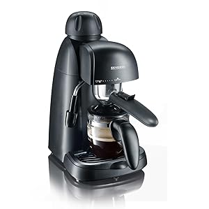 SEVERIN - Cafetera espresso a presión con espumador de leche, Máquina de café,Hasta 4 tazas de café de barista, Negro, KA 5978