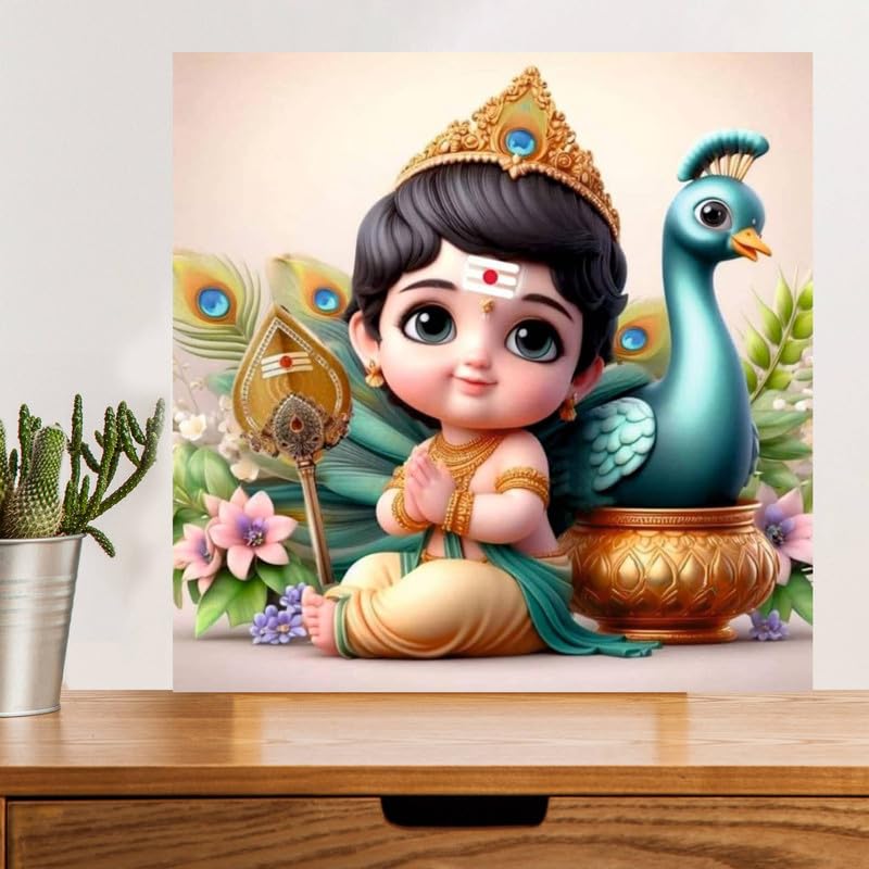 Image of British Terminal Cute little Bal Gopal Baby God Krishna| Kanha Ji | Laddu Lord Makhan Chor Painting Religious Poster for Pregnant Women for wall (matt thin vinyl,sticker,multicolor,unframed)| bj143