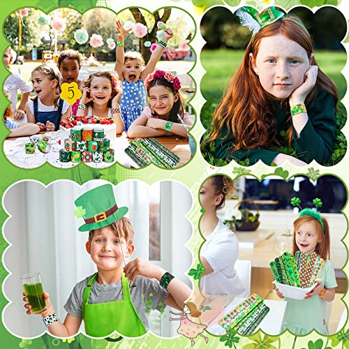 Image of JUNEBRUSHS 56Pcs St. Patrick's Day Slap Bracelets Shamrock Party Favors
