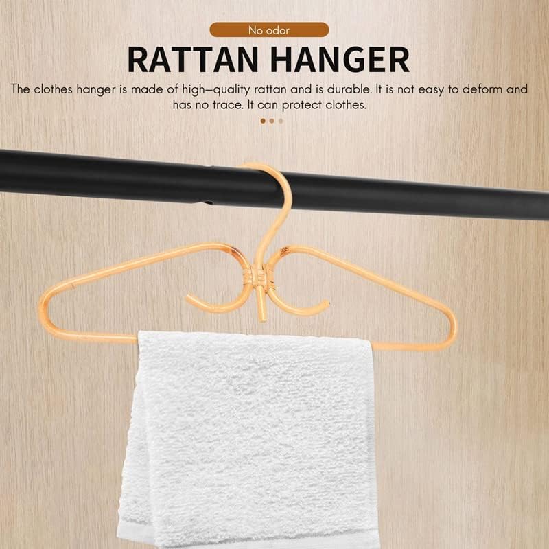 2Pcs Rattan Clothes Hanger Natural Rattan Hand-Woven 3 Hook Hanger for Home Wardrobe Clothing Store Decor 40x20cm
