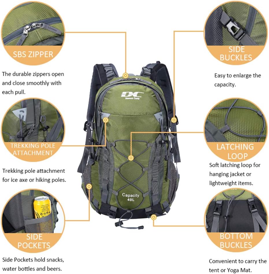 Diamond Candy Waterproof Hiking Backpack for Men and Women, Lightweight Day Pack for Travel Camping | Waterproof, Lightweight, for Travel Camping