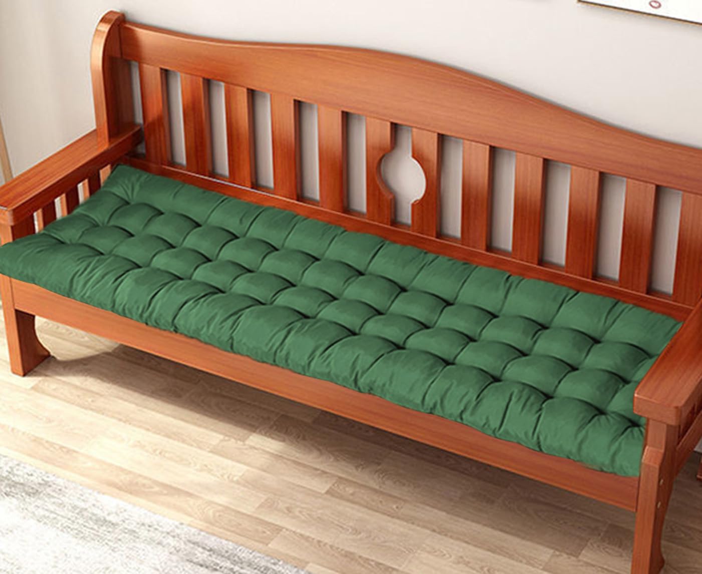 ping bu Thick Outdoor Garden Bench Cushion 2 Seater,Outdoor Garden Furniture Bench Cushions Replacement Sofa Cushions for Window Patio Indoor (Green A,150 * 50CM)