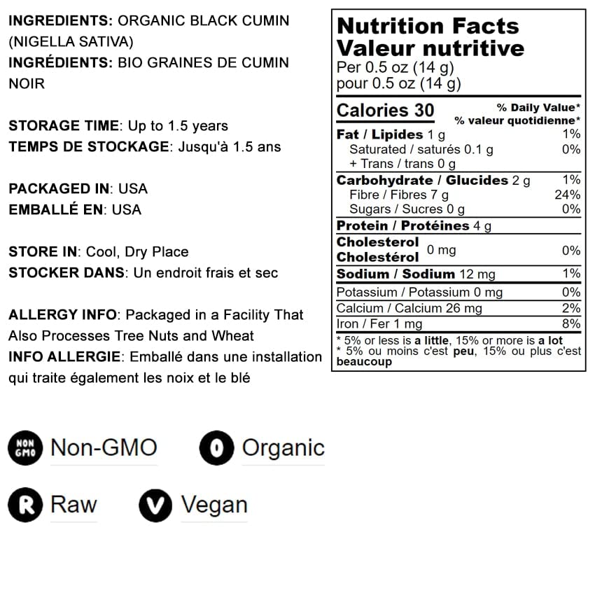 Miniatura 4 de Food to Live Polvo de comino negro orgánico, 8 libras, semillas de Nigella sativa molidas, sin OMG, puro, crudo, kosher, no irradiado. Especias