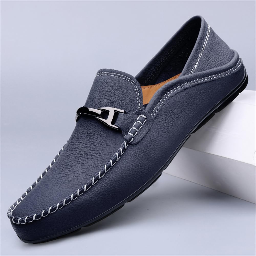 Mocasines casuales de piel auténtica para hombre, mocasines de vestir para uso diario