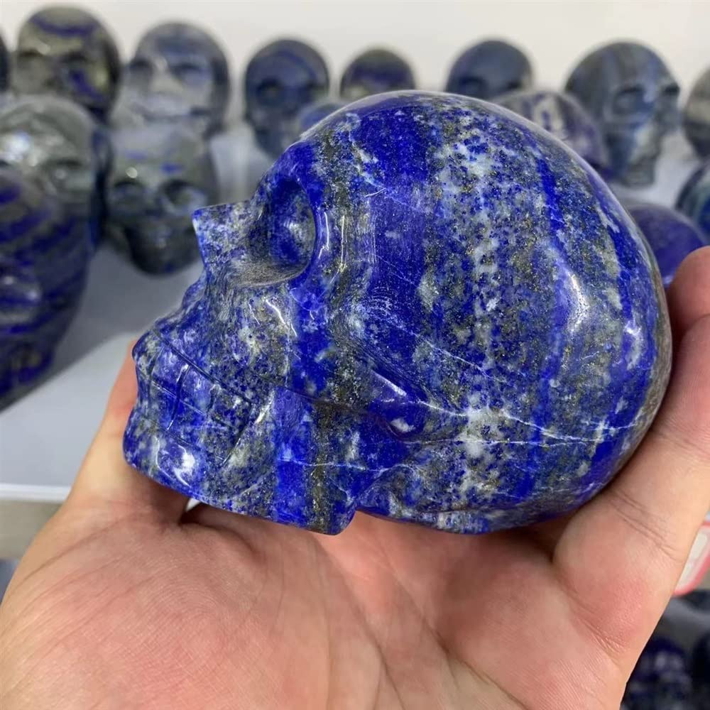 meditación en casa Hermosa Piedra lapislázuli Natural Hueso espíritu meditación Piedra hechicería Calavera Piedra Feng Shui Cristal Adornos for el hogar (Size : 600-700g)